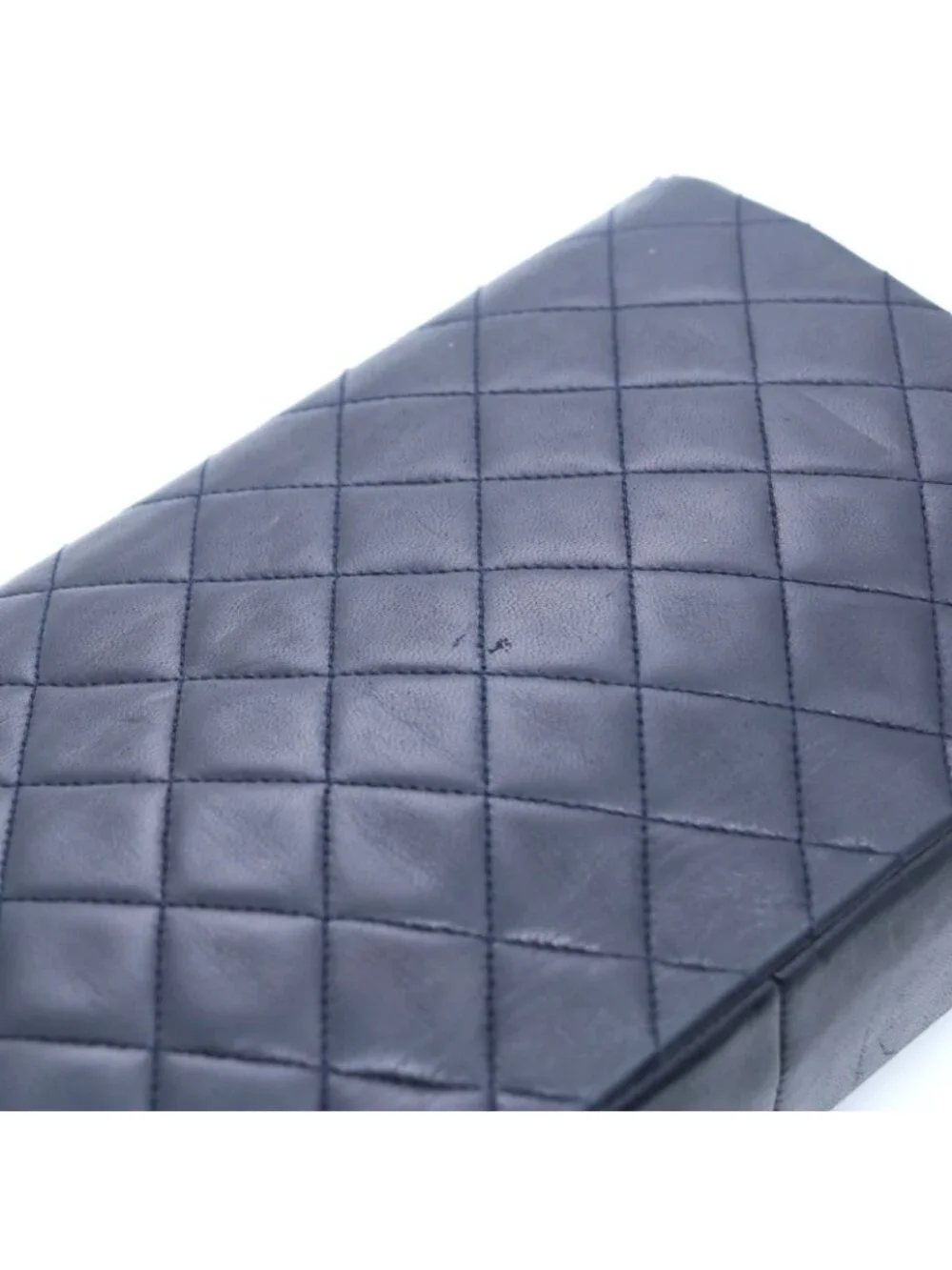 Chanel Quilted Half Moon Double Flap Chain Shoulder Navy Bag Lambskin